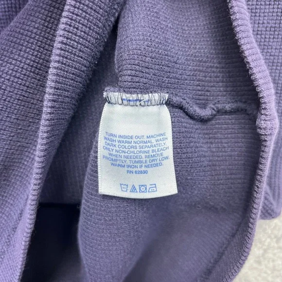 Lands End Thermal Shirt Mens XL Navy Purple Waffle Knit Long Sleeve Heavyweight - Picture 11 of 16